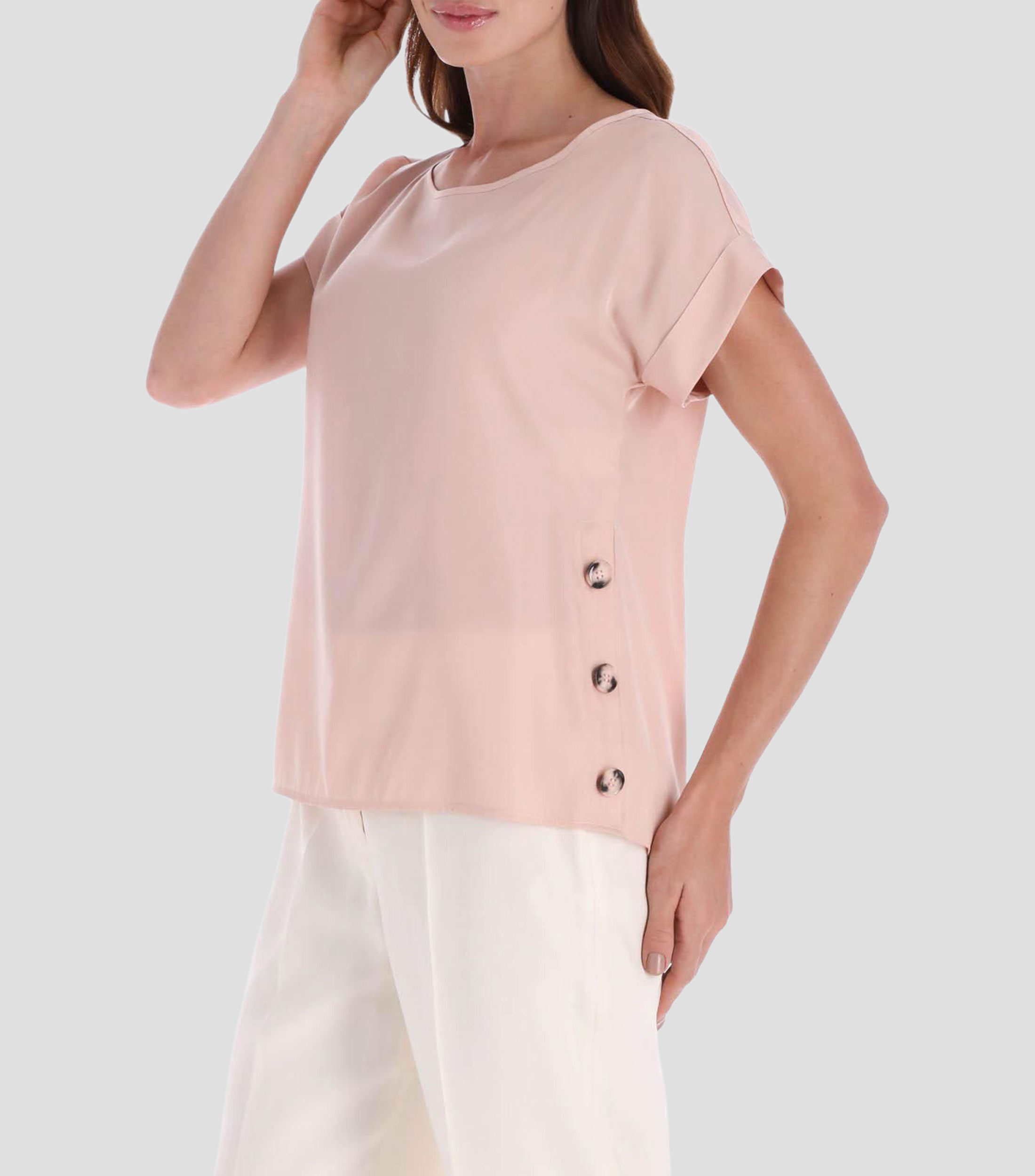 Blusa lisa manga corta Mujer
